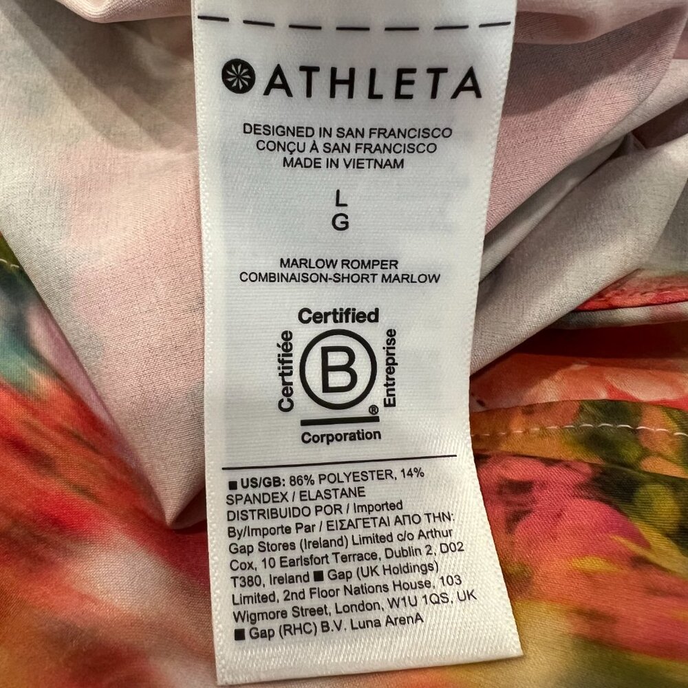 NWOT Athleta Marlow Romper, Renewed Bloom Pink SIZE L - Picture 7 of 7